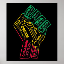 ブラックヒストリーのヒーローのやる気を起こさせる拳 ポスター