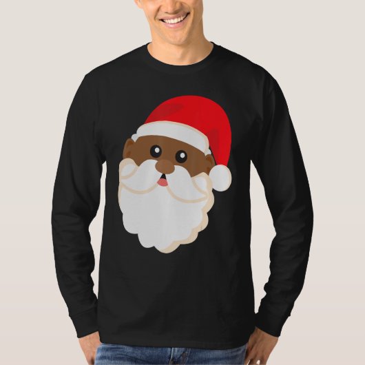 ブラックヒストリーサンタおもしろいプライドカッコいいクリスマス Tシャツ (正面)