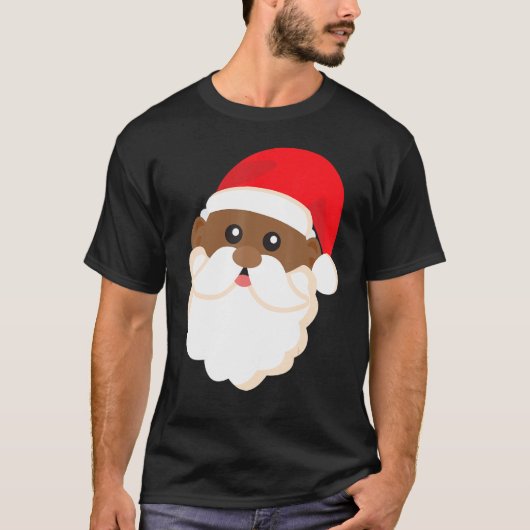 ブラックヒストリーサンタおもしろいプライドカッコいいクリスマス Tシャツ (正面)
