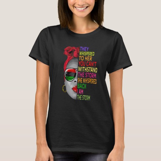 ブラックヒストリーマンス アフリカの女性 アフロ 私は黒人である Tシャツ (正面)