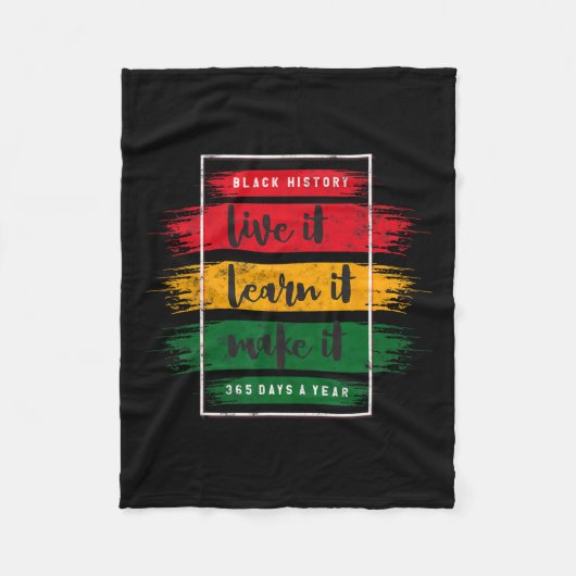 ブラックヒストリー学ライブデザインブラックホイスト フリースブランケット (正面)