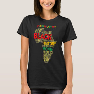 ブラックヒストリー月アフリカ地図アフリカのルーツプライド Tシャツ