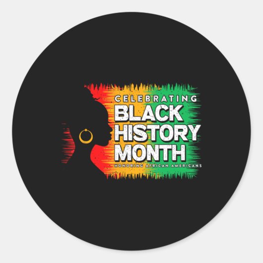 ブラックヒストリー月アフロ・アフリカ・アメリカン・ジュネティーン ラウンドシール (正面)