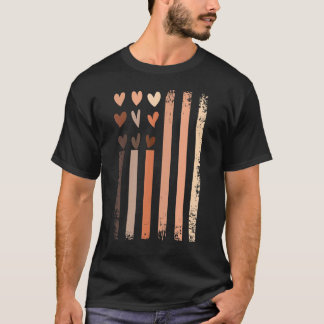 ブラックヒストリー月アメリカ国旗の肌トーンハートミラ Tシャツ