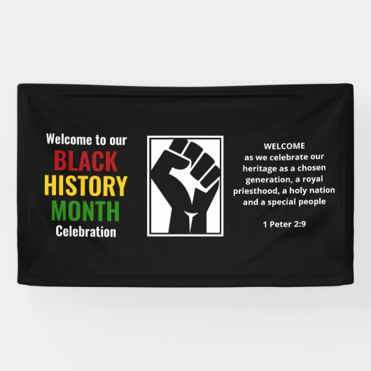 ブラックヒストリー月ウェルカムお祝いパワー拳 横断幕 (横)