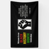 ブラックヒストリー月ウェルカムお祝いパワー拳 横断幕 (縦)