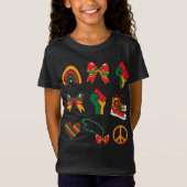 ブラックヒストリー月コケット弓アフリカ系アメリカ Tシャツ (正面)