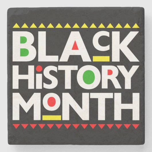 ブラックヒストリー月メラニンブルシスタキングクイーン ストーンコースター (正面)