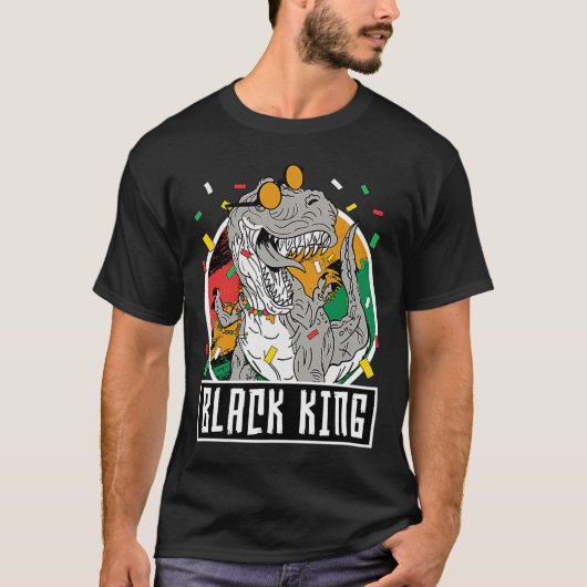 ブラックヒストリー月レックス恐竜ブラックキングディノB Tシャツ (正面)