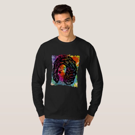 ブラックヒストリー月可愛いメラニン女王アフリカワット Tシャツ (正面フル)