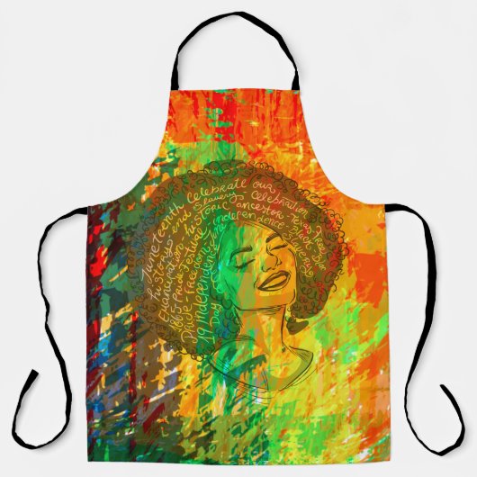 ブラックヒストリー月引用文 – メラニン女王 エプロン (正面)