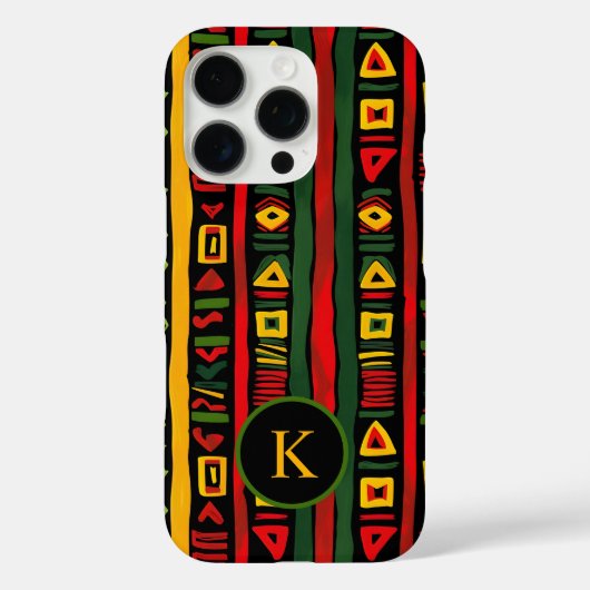 ブラックヒストリー月間のモノグラム 赤 緑 黄 黒 Case-Mate iPhoneケース (裏面)