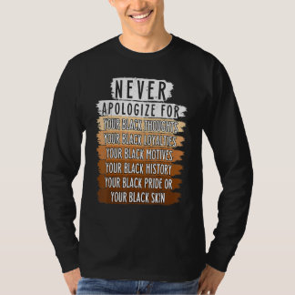 ブラックヒストリー月間 ブラック・ライヴズ・マター ネバー・レトロ アポロジーゼ メラ Tシャツ
