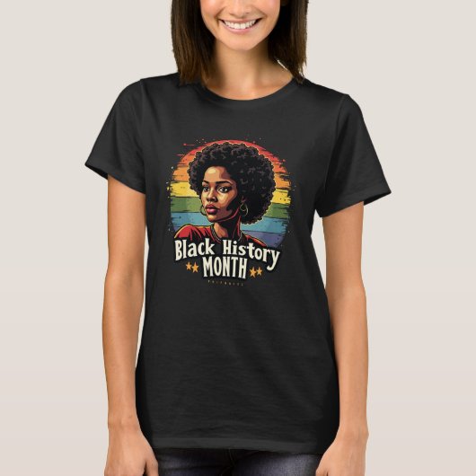 ブラックヒストリー月T型誇りを持った- Black Woman Art Tシャツ (正面)