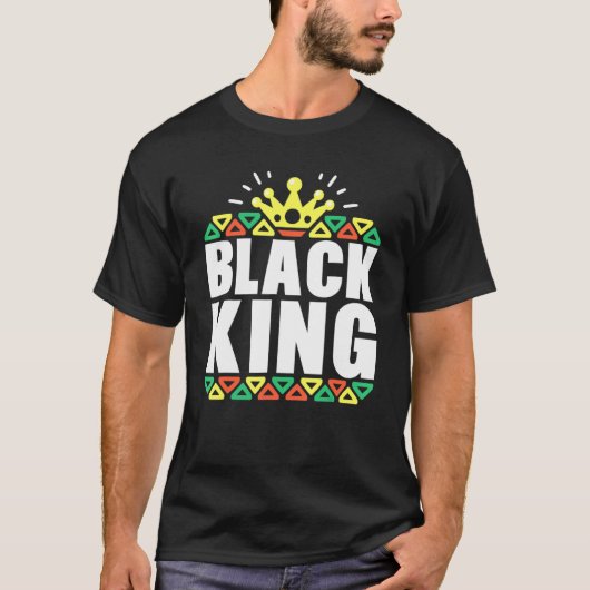 ブラックヒストリー男性へズ少年たちブラックキングアフリカ Tシャツ (正面)
