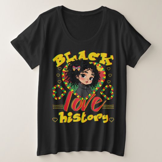 ブラックヒストリー・ラブ プラスサイズTシャツ (デザイン正面)