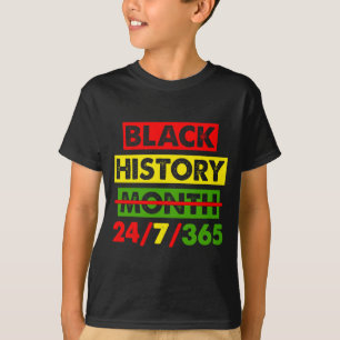 ブラックヒストリー 24 7 365 アフリカ マップ BHM プライド アフロ W Tシャツ