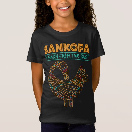 ブラックヒストリーSankofaアフリカの鳥の十二番目 Tシャツ (正面)