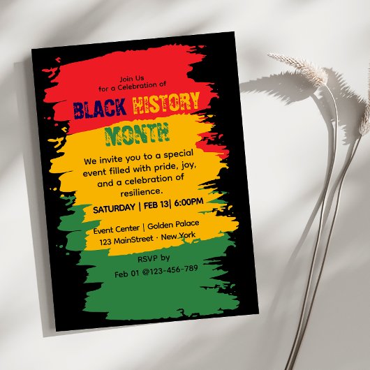 ブラックヒストリ月お祝い招待状 招待状