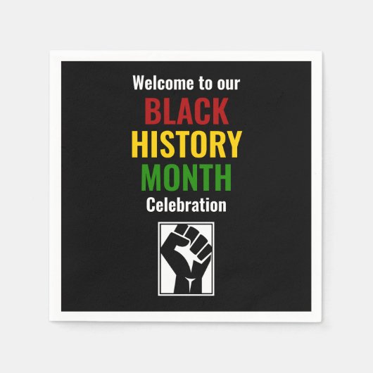 ブラックヒストリ月ウェルカムお祝い紙 スタンダードカクテルナプキン (正面)