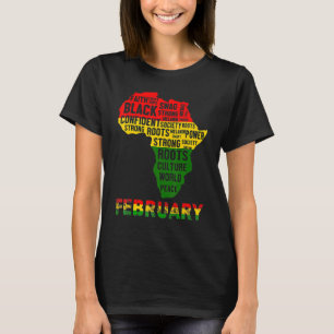 ブラックヒストリ月シャツアフリカンマップカラー_3 Tシャツ