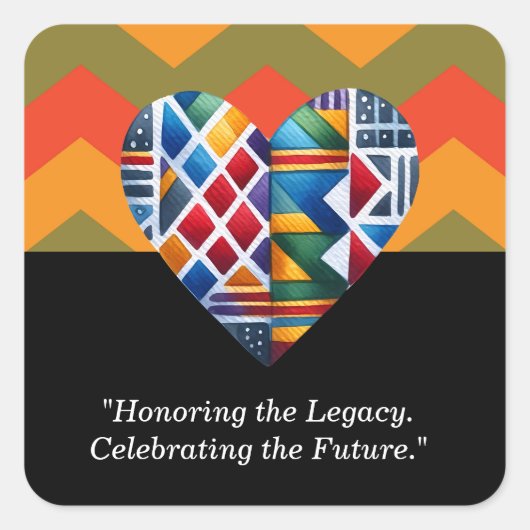 ブラックヒストリ月ハートスクエアステッカー | スクエアシール (正面)