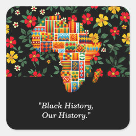 ブラックヒストリ月フローラデザイン スクエアシール