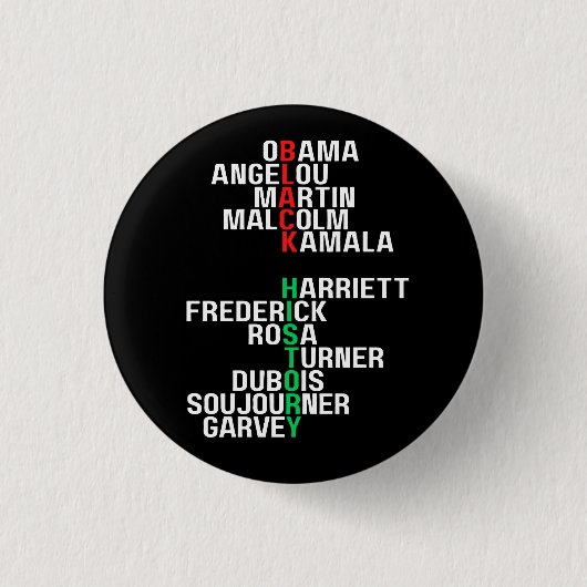 ブラックヒストリ月メラニンキングクイーンシスタブラ 缶バッジ (正面)