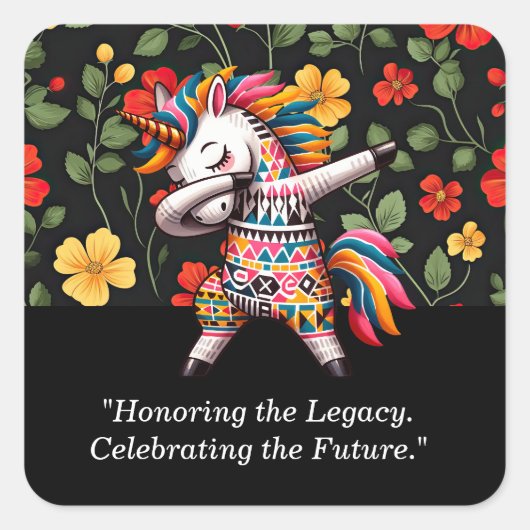 ブラックヒストリ月ユニコーンデザイン | スクエアシール (正面)