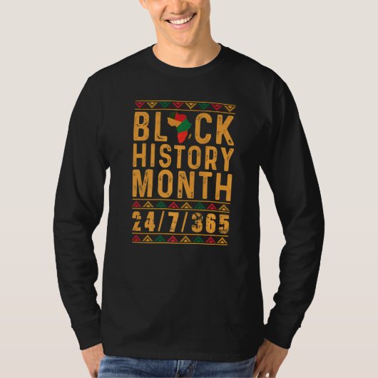 ブラックヒストリ365アフリ誇りを持ったカのブラックヒストリMont Tシャツ (正面)