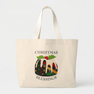 ブラックヒストリUSA国旗CHRISTMAS PUDDING ラージトートバッグ