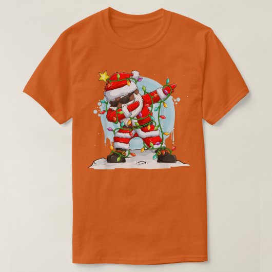 ブラックヒップホップアフロアメリカンダビングサンタクリスマストレ Tシャツ (デザイン正面)