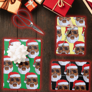 ブラックヒップホップサンタクロースアフリカンアメリカンクリスマス ラッピングペーパーシート