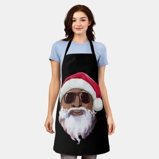 ブラックヒップホップサンタクロースノベルティアフリカンアメリカン エプロン (着用した状態)