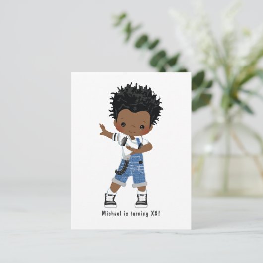 ブラックヒップホップラップボーイブレイクダンサー誕生日パーティー ポストカード (スタンド正面)