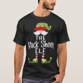 ブラックヒツジ小妖精や小人グループクリスマスパジャマおもしろいパーティー Tシャツ (正面)
