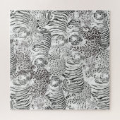 ブラックヒョウの虎の動物のパターン ジグソーパズル (横)