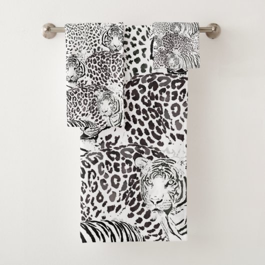 ブラックヒョウの虎の動物のパターン バスタオルセット (インサイチュ)