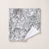 ブラックヒョウの虎の動物のパターン バスタオルセット (ウォッシュタオル)