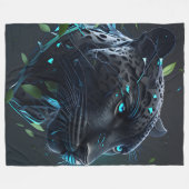 「ブラックヒョウ」 フリースブランケット (正面(横))