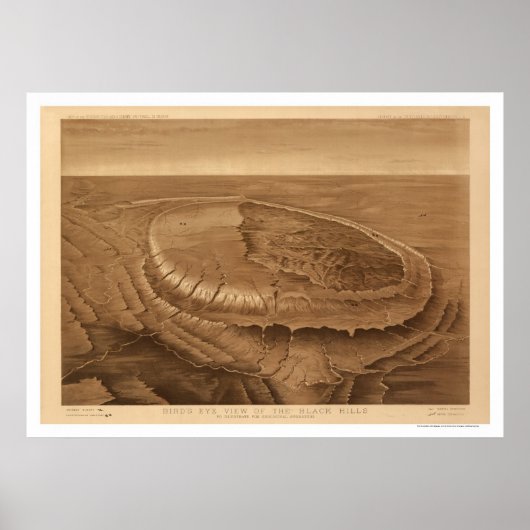 ブラックヒルズオブダコタ鳥瞰図1880 ポスター (正面)