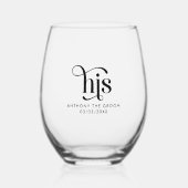 ブラックヒーエレガントタイポグラフィデザイン ステムなしワイングラス (正面)