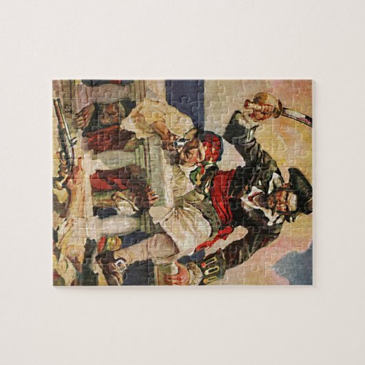 ブラックヒードバッカニアパイレートアンドメイトイラストレーション ジグソーパズル (横)