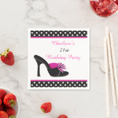 ブラックヒール付き黒水玉模様 スタンダードカクテルナプキン (インサイチュ)