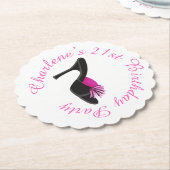 ブラックヒール付き黒水玉模様 ペーパーコースター (アングル)