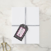 ブラックヒール靴とブラック水玉模様ギフトラベル ギフトタグ (より糸付き)