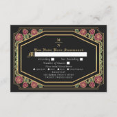 ブラックビクトリアンゴシックローズの棘 ウェディングRSVP エンクロージャーカード (正面)