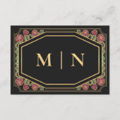 ブラックビクトリアンゴシックローズの棘 ウェディングRSVP エンクロージャーカード (裏面)