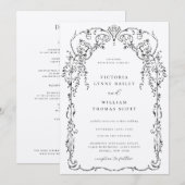 ブラックビクトリアン フレーム ウェディング 招待状 (正面/裏面)