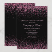 ブラックビジネスのパーティー招待状 ピンクのラメ 招待状 (正面/裏面)